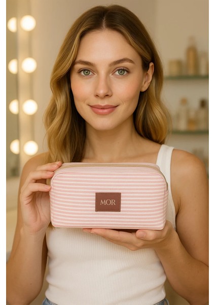 Çok Amaçlı Tutma Kollu Makyaj Çantası Geniş Bölmeli Seyahat Tipi Kozmetik Organizeri