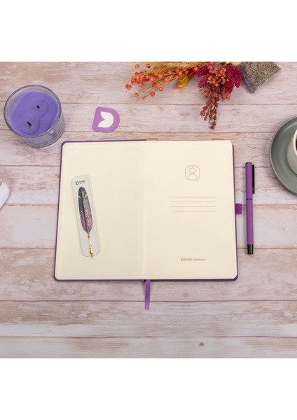13x21 cm Mor Deri Sert Kapak Noktalı Tarihsiz Dikişli Defter