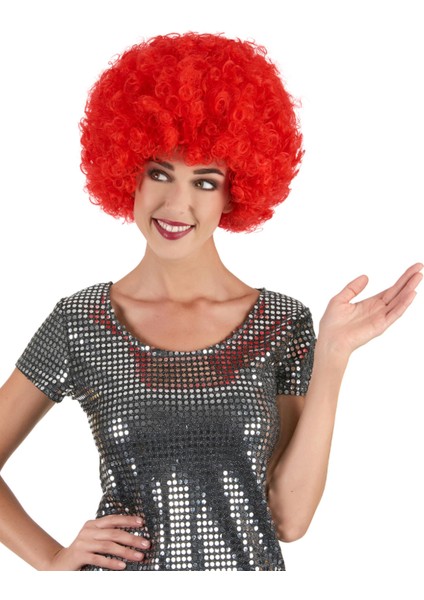 Etkinlik Gösteri Kostüm Peruğu İçin Kırmızı Kıvırcık Afro Bonus Peruk Saç