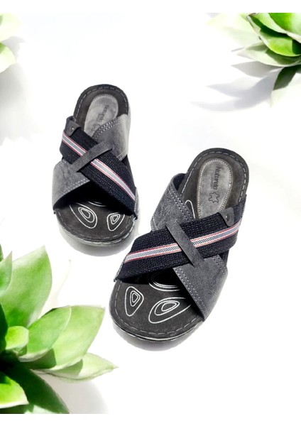 Çapraz Tasarım Deri Iç Taban Ev ve Dışarı Terliği