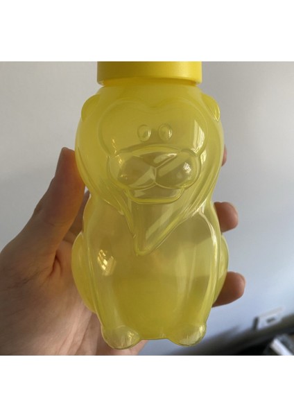 Renkli hayvan desenli 350 ml çocuk suluk seti, dayanıklı plastik malzeme, turuncu-sarı modelleri