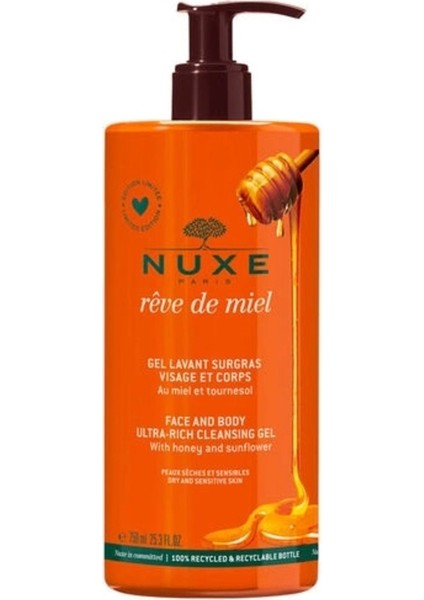 Nuxe Reve De Miel Gel Lavant Surgras Visage Et Corps 750 ml