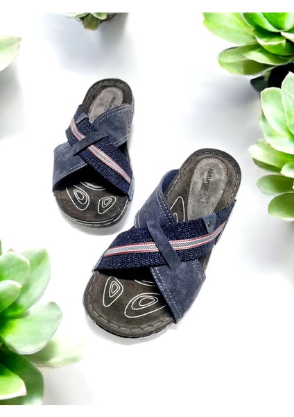 Çapraz Tasarım Deri Iç Taban Ev ve Dışarı Terliği