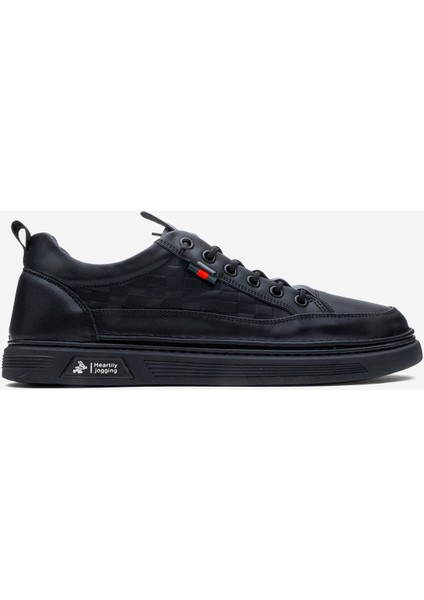 Erkek Rahat Taban Lastik Bağcıklı Sneaker Gerçek Deri Mc 19039 Siyah