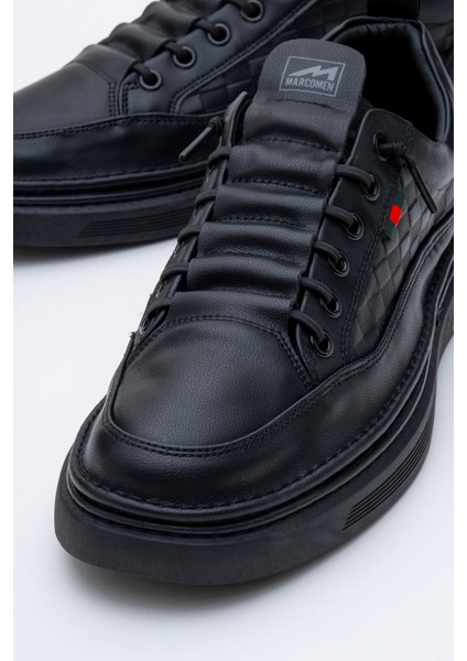 Erkek Rahat Taban Lastik Bağcıklı Sneaker Gerçek Deri Mc 19039 Siyah modelleri