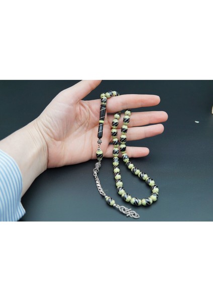 Renkli 6'lı Gümüş Işlemeli Çeşni Oltutaşı Tesbih modelleri