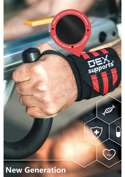 Siyah Kırmızı Fitness Bilek Sargısı, Spor Bileklik, Bilek Koruyucu 2'li Paket indirimleri