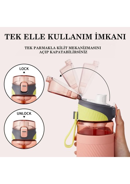 Turkuaz 0,50L Taşıma Matara, Pipetsiz, Askılı, Süzgeçli, Kilitli Kapak