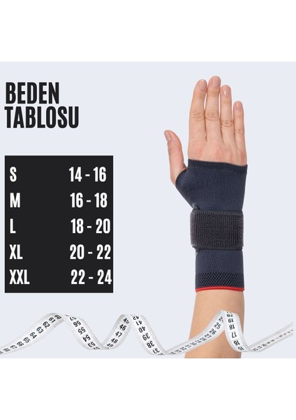 Yüksek Kalite Örme El Bilek Ateli, Plastik Destekli, Siyah Kırmızı Şerit, Sağ Renk