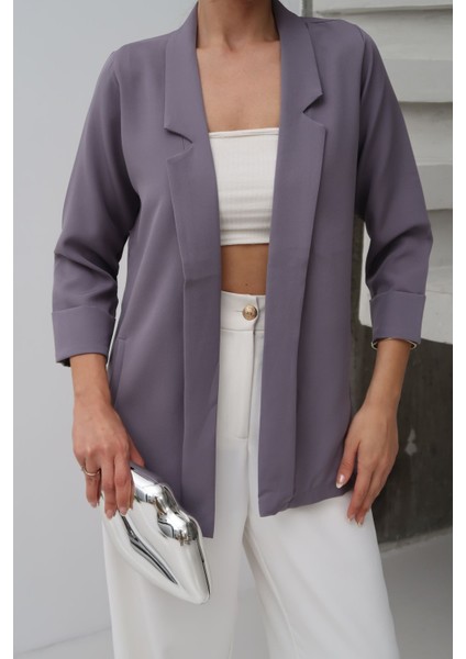 Kadın Atlas Kumaş Astarsız Blazer Ceket, Premium Kalite