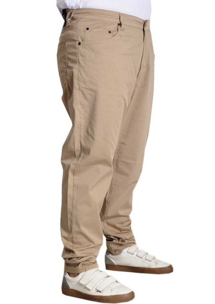 Büyük Beden Keten Pantolon Erkek 5 Cep Esnek Rahat Giyim Bej Milano Classic fiyatları