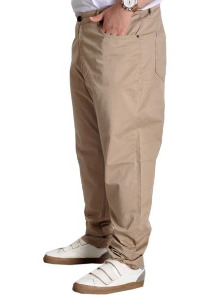Büyük Beden Keten Pantolon Erkek 5 Cep Esnek Rahat Giyim Bej Milano Classic fırsatları