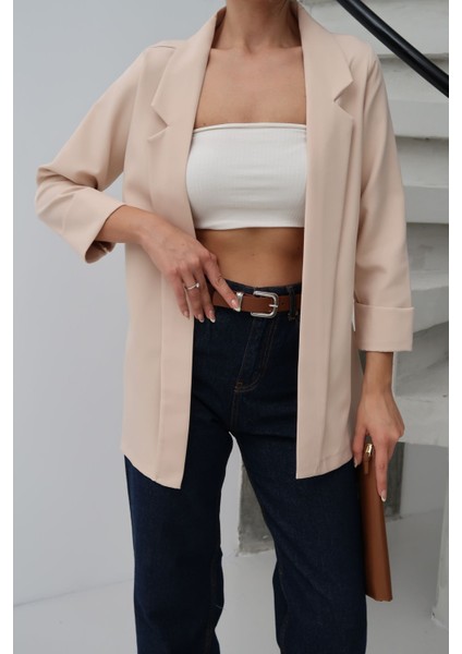 Kadın Atlas Kumaş Astarsız Blazer Ceket, Premium Kalite