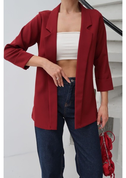 Kadın Atlas Kumaş Astarsız Blazer Ceket, Premium Kalite