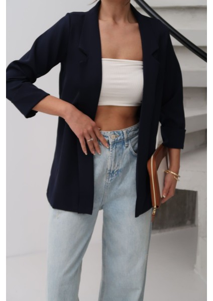 Kadın Atlas Kumaş Astarsız Blazer Ceket, Premium Kalite