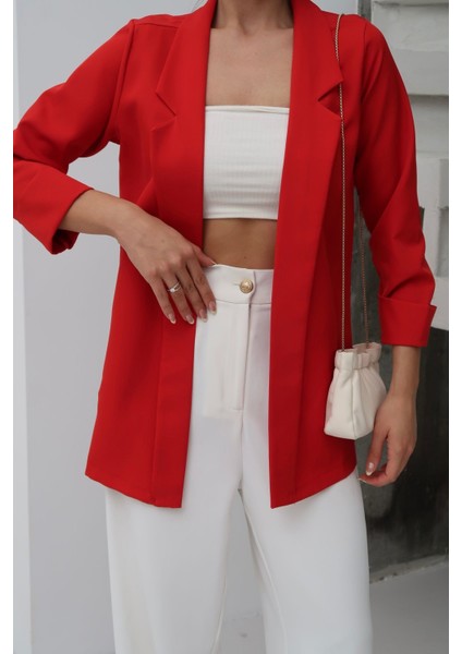 Kadın Atlas Kumaş Astarsız Blazer Ceket, Premium Kalite