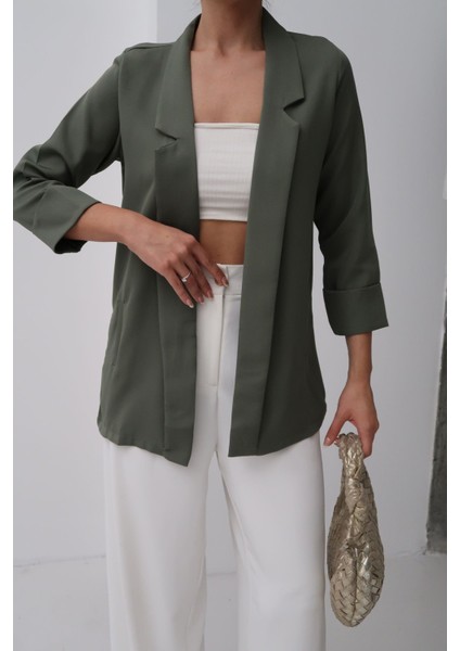 Kadın Atlas Kumaş Astarsız Blazer Ceket, Premium Kalite