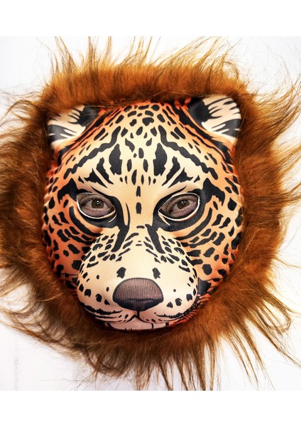 Gösteri Aslan Kostüm Maskesi İçin NO37 Kahve Yeleli Saçlı Mega Peluş Maske