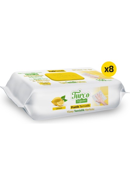 Doğadan Pratik Yüzey Temizlik Havlusu Limon 8X100 (800 Yaprak)