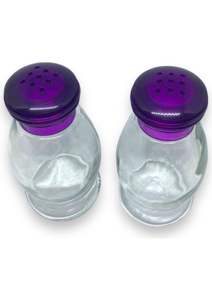 100 cc 2 Adet Cam Tuzluk, Mor Sert Plastik Kapaklı Tuzluk/ Mor Kapaklı fiyatları