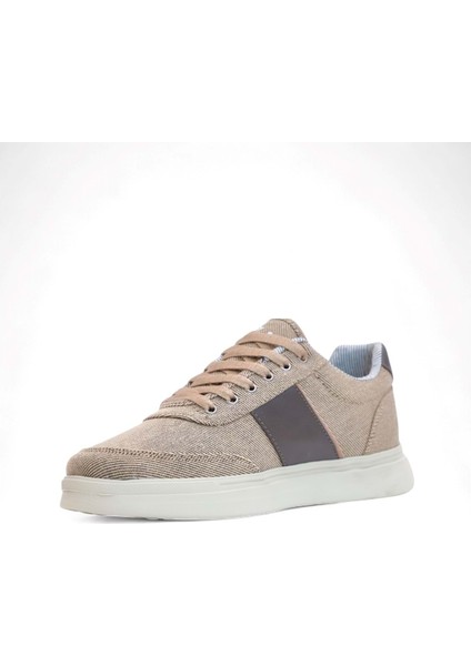2197-DAKIRS Anatomik Tabanlı Erkek Keten Kumaşlı Sneakers Ayakkabı - NKT02197-KUM-42