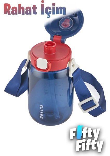 550 ML Çift Kullanımlı Pipetli Su Şişesi, Sağlam ve Şık Tritan Tasarım