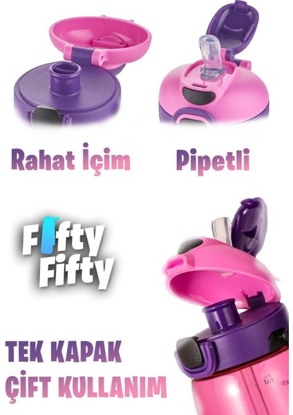550 ML Çift Kullanımlı Pipetli Su Şişesi, Sağlam ve Şık Tritan Tasarım