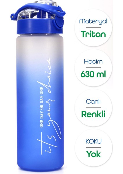Geniş Ağızlı 0,60L Mavi Tritan Su Şişesi, Spor ve Günlük Kullanım İçin Ideal fiyatları