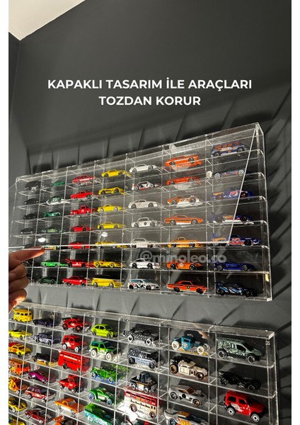 Hot Wheels Pleksi Kapaklı Duvar Araba Rafı – Minoleo 49’luk Orijinal Premıum Seri (5mm Çerçeveli) LED Hediyeli