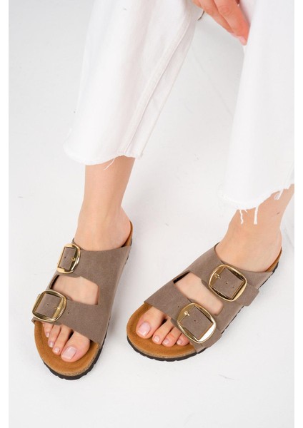 Ines Vizon Renk Ortopedik Mantar Tabanlı Terlik