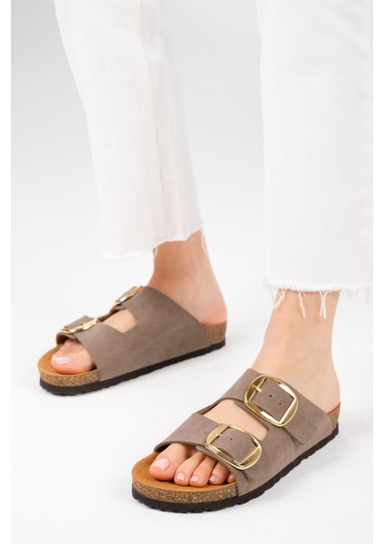 Ines Vizon Renk Ortopedik Mantar Tabanlı Terlik modelleri