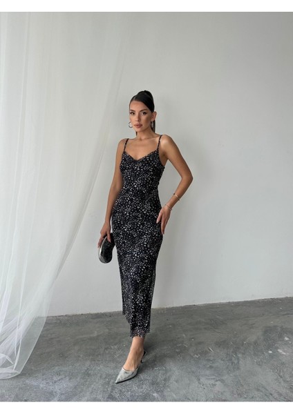 Kadın Megan Degaje Yaka Ayarlanabilir Askılı Astarlı Elbise modelleri