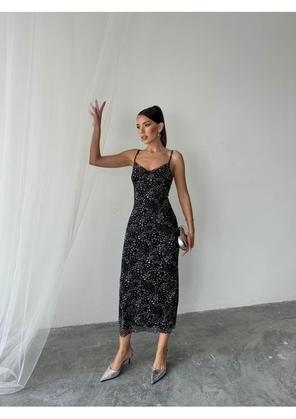 Kadın Megan Degaje Yaka Ayarlanabilir Askılı Astarlı Elbise fırsatları