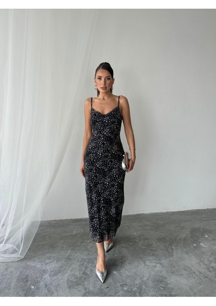 Kadın Megan Degaje Yaka Ayarlanabilir Askılı Astarlı Elbise indirimleri