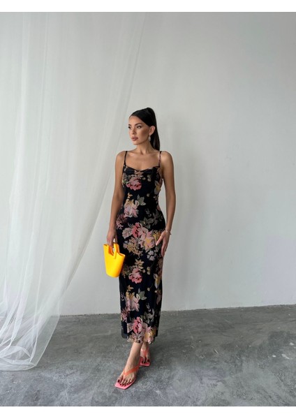 Kadın Megan Degaje Yaka Ayarlanabilir Askılı Astarlı Elbise fiyatları