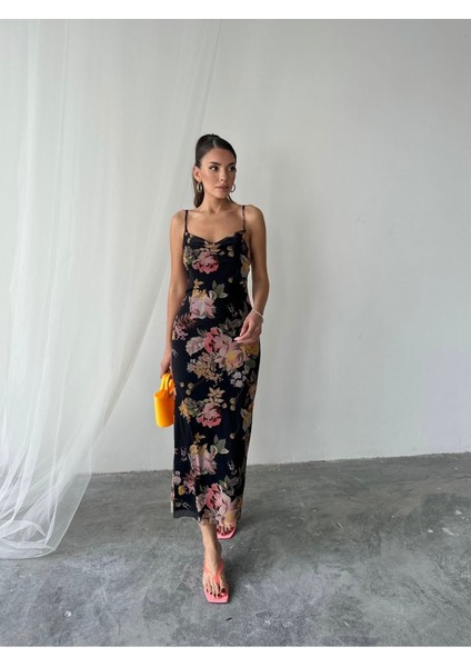 Kadın Megan Degaje Yaka Ayarlanabilir Askılı Astarlı Elbise modelleri