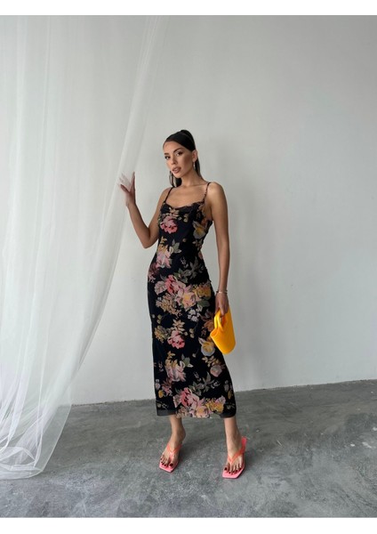 Kadın Megan Degaje Yaka Ayarlanabilir Askılı Astarlı Elbise indirimleri