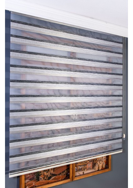 Gri -Siyah Renkli Zebra Stor Perdeler