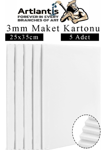 Maket Kartonu Beyaz Fotoblok 3 mm 25X35 cm 5 Adet Hobi Sanat Okul Köpüklü Straforlu Maket Kartonu Maket Yapımı