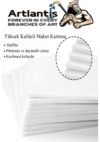 Maket Kartonu Beyaz Fotoblok 3 mm 25X35 cm 5 Adet Hobi Sanat Okul Köpüklü Straforlu Maket Kartonu Maket Yapımı