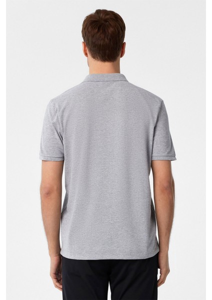 Gri Regular Armürlü Polo Yaka Tişört