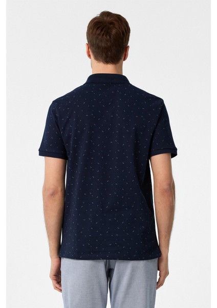 Lacivert Regular Baskılı Polo Yaka Tişört