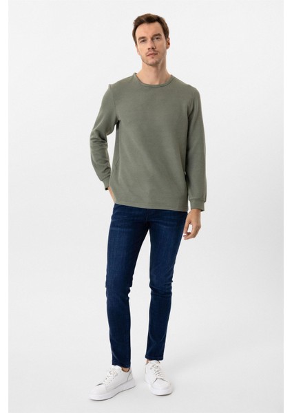 Yeşil Slim Fit Armürlü Bisiklet Yaka Triko Kazak fırsatları