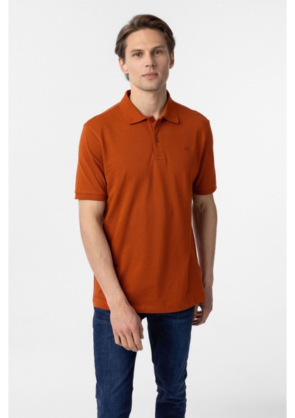 Kiremit Regular Düz Polo Yaka Tişört modelleri