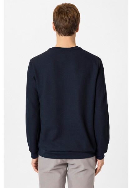 Lacivert Regular Armürlü Bisiklet Yaka Triko fırsatları