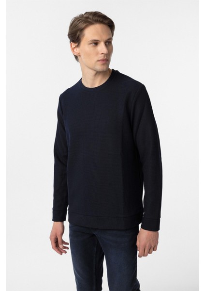 Lacivert Regular Armürlü Bisiklet Yaka Triko fiyatları