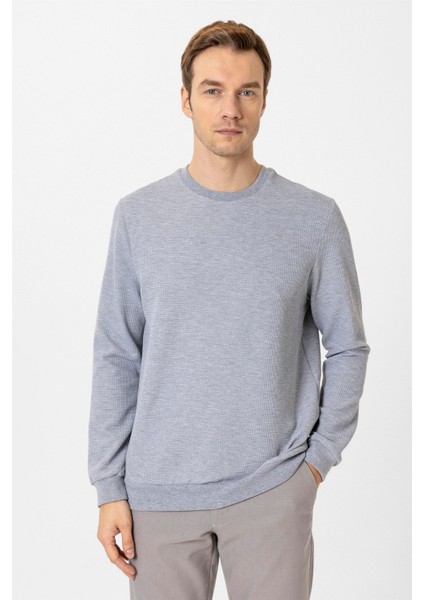 Gri Regular Armürlü Bisiklet Yaka Triko fiyatları