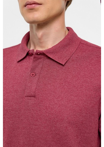 Koyu Bordo Regular Armürlü Polo Yaka Tişört modelleri