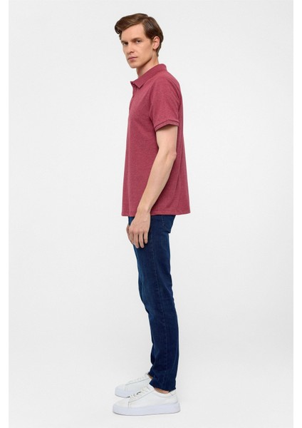 Koyu Bordo Regular Armürlü Polo Yaka Tişört fırsatları