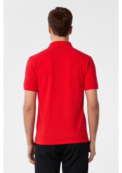 Kırmızı Slim Fit Armürlü Polo Yaka Tişört indirimleri